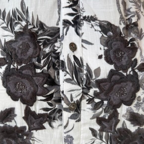 Anthropologie Lavinia Ombre' Embroidered Shirt Dress Floral Button Down Hobo - Picture 11 of 14